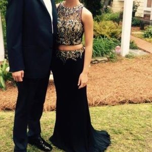 Navy two piece prom dress
